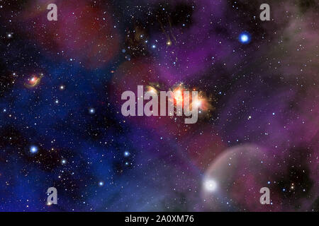 Nebel und Sterne im tiefen Weltraum. Milchstraße und Raum Staub im Universum. Stockfoto