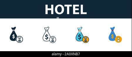 Langfristige Investitionen Icon Set. Vier einfache Symbole in verschiedenen Stilrichtungen von Risikomanagement icons Collection. Kreative langfristige Investition Symbole Stock Vektor