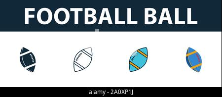 Fußball-Ball Icon Set. Vier einfache Symbole in verschiedenen Stilrichtungen von Sportausrüstung icons Collection. Kreative Fußball-ball Icons, Umriss Stock Vektor