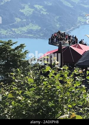 Blick auf den Harder Kulm, Interlaken, Schweiz Stockfoto