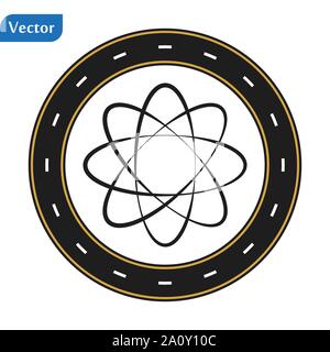 Atom golden casino chip Piktogramm. Raster Stil ist ein gold gelb Flachbild gamble token Symbol. Stock Vektor