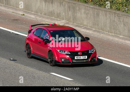 2015 roten Honda Civic GT-R I-VTEC; Classic, Specialist, sammelbaren Autos auf der M6 an der Lancaster, Großbritannien Stockfoto