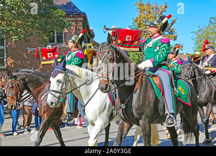 Stuttgart, Germany-September 30, 2018: Bierfest, Festzug mit Pferden Stockfoto