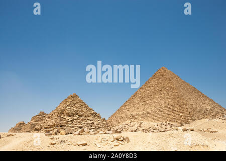 Drei Pyramiden von Queens in der Nähe der Pyramide des Menkaure in Gizeh Stockfoto