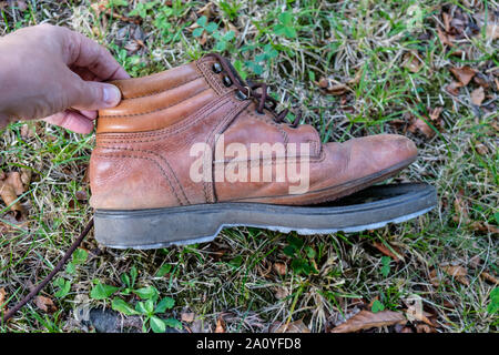 Alte fuss Boot mit Trennwand Sohle Stockfoto