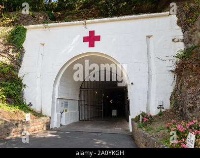 Eingang zum Jersey War Tunnels, Jersey, Channel Islands Stockfoto