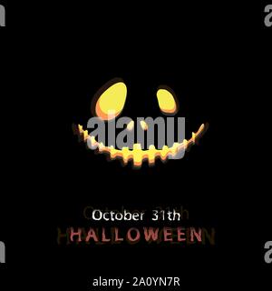 Halloween Nachricht design Hintergrund. Glühende Maske mit einem Lächeln. Vector Illustration eps. 10. Stock Vektor
