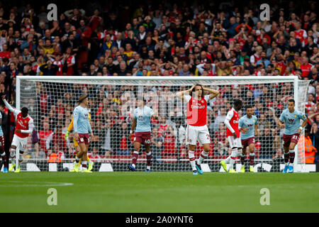London, Großbritannien. 22 Sep, 2019. Während der Premier League Spiel zwischen Arsenal und Aston Villa im Emirates Stadium, London, England am 22. September 2019. Foto von Carlton Myrie/PRiME Media Bilder. Credit: PRiME Media Images/Alamy leben Nachrichten Stockfoto
