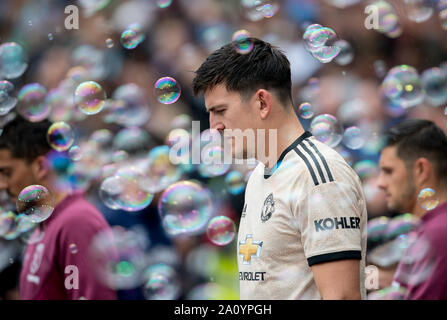 London, Großbritannien. 22 Sep, 2019. Harry Maguire von Manchester United in der Premier League Match zwischen West Ham United und Manchester United an den Olympischen Park, London, England am 22. September 2019. Foto von Andy Rowland/PRiME Media Bilder. Credit: PRiME Media Images/Alamy leben Nachrichten Stockfoto