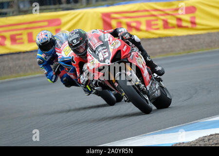 Scott Redding auf der Bewiser Ducati Alle Bilder während der Runde 5 der 2019 British Superbike Meisterschaft an der Rennstrecke Knockhill Circuit genommen, Fife, Stockfoto