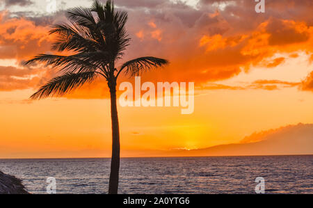 Schönen Sonnenuntergang in Wailea, Maui Stockfoto