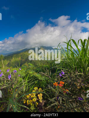 Blick auf den Mount Abang abgedeckt in Dicken vulkanischen Wolken Bali Indonesien Stockfoto