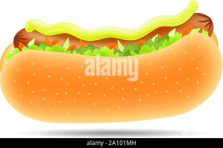 Vektor Zeichnung. Konzept Fast Food. Bild hotdog, auf weißem Hintergrund. Stock Vektor