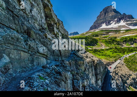 Clements Berg am Logan Pass, Glacier National Park, Montana von der Highline Trail gesehen Stockfoto