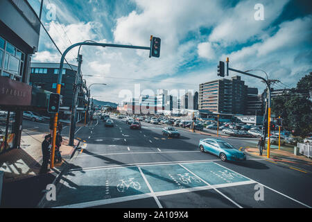 Wellington, Neuseeland - 23.August 2019: Street View von Adelaide Road, Wellington, Neuseeland Stockfoto