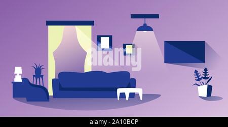 Leer keine Personen modernes Wohnzimmer Interieur modernes Apartment mit Möbel Skizze horizontale Vektor illustration Stock Vektor