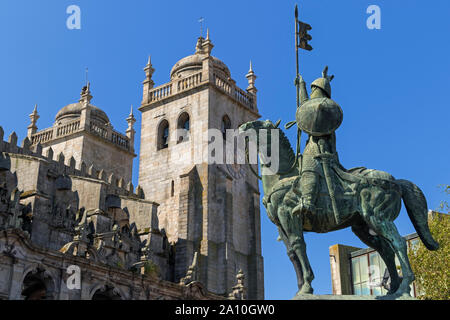 Vímara Peres statue Kathedrale Sé Porto Portugal Stockfoto