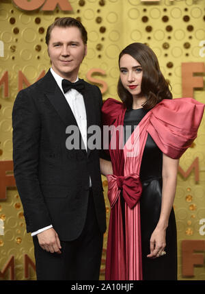 Paul Dano und Zoe Kazan kommen für die 71. jährlichen Primetime Emmy Awards, die in den Microsoft Theater in der Innenstadt von Los Angeles am Sonntag, 22. September 2019. Foto von Christine Kauen/UPI Stockfoto