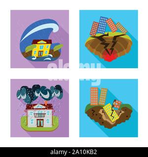 Vektor Design des Zusammenbruchs und Umgebung. Sammlung von Zusammenbruch und Bedrängnis vektor Symbol für das Lager. Stock Vektor