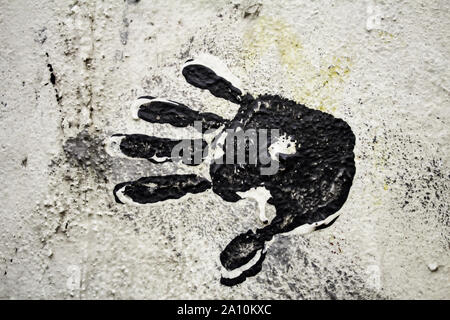 Footprints Hand auf die Wand gemalt, menschlichen Symbol, Frieden Stockfoto