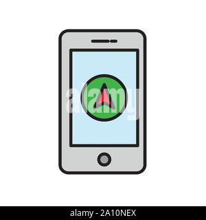 GPS-Navigation app Glyph icon isoliert auf Weiss. EPS 10. Stock Vektor