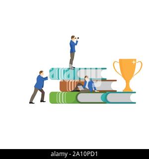 Distance Education, online Kurse und Business, Bildung, online Bücher und Study Guides, Prüfungsvorbereitung, Homeschooling, ist es schwer für eine Person Stock Vektor