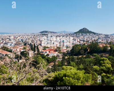 Panoramablick auf Athen, von der Akropolis. Athen, Griechenland. Stockfoto