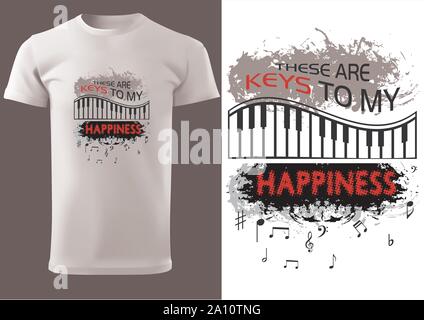 Weisses T-Shirt Design mit Tastatur Stock Vektor