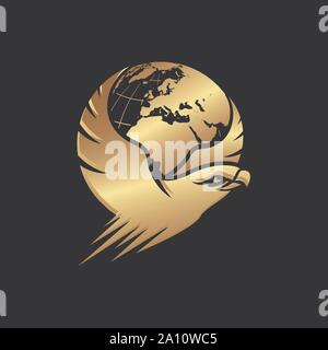 Kugel und Eagle head Logo Design vector Business Konzept Stock Vektor