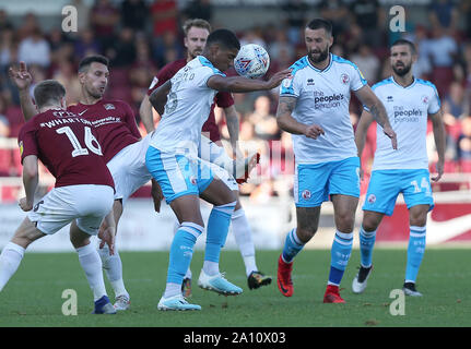 Northampton, Großbritannien. 21. September 2019 in Crawley Mason Bloomfield während der Sky Bet Liga eine Übereinstimmung zwischen Northampton Town und Crawley Town an der PTS Akademie Stadion in Northampton. Quelle: Tele Images/Alamy leben Nachrichten Stockfoto