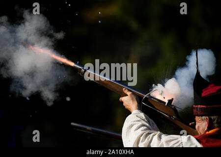 Prag, Tschechische Republik. 21 Sep, 2019. Re-enactment von 1620 Weißen Berg Schlacht war am 21. September 2019 abgehalten, in Prag, Tschechische Republik. Credit: Ondrej Deml/CTK Photo/Alamy leben Nachrichten Stockfoto