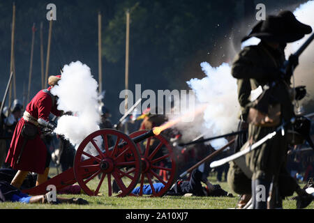 Prag, Tschechische Republik. 21 Sep, 2019. Re-enactment von 1620 Weißen Berg Schlacht war am 21. September 2019 abgehalten, in Prag, Tschechische Republik. Credit: Ondrej Deml/CTK Photo/Alamy leben Nachrichten Stockfoto