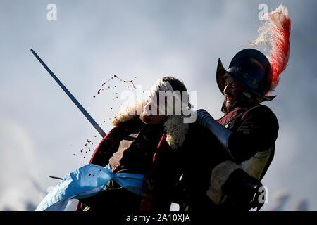 Prag, Tschechische Republik. 21 Sep, 2019. Re-enactment von 1620 Weißen Berg Schlacht war am 21. September 2019 abgehalten, in Prag, Tschechische Republik. Credit: Ondrej Deml/CTK Photo/Alamy leben Nachrichten Stockfoto