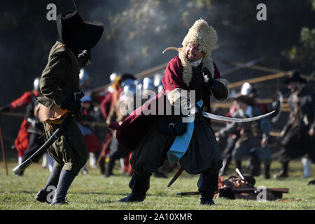 Prag, Tschechische Republik. 21 Sep, 2019. Re-enactment von 1620 Weißen Berg Schlacht war am 21. September 2019 abgehalten, in Prag, Tschechische Republik. Credit: Ondrej Deml/CTK Photo/Alamy leben Nachrichten Stockfoto