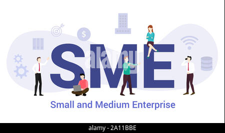 sme small and medium enterprise concept with big word or text and team people with modern flat style - vector illustration Stockfoto
