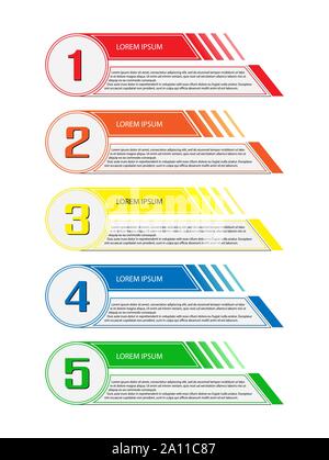 Infografiken der Plan, Strategie, geschäftliche und finanzielle Entwicklung Ideen zu veranschaulichen. 5 Schritte zum Erfolg. Flache Bauform. Stock Vektor