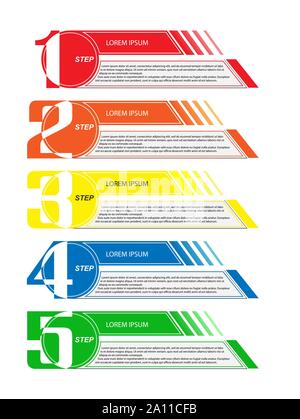 Infografiken der Plan, Strategie, geschäftliche und finanzielle Entwicklung Ideen zu veranschaulichen. 5 Schritte zum Erfolg. Flache Bauform. Stock Vektor