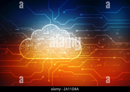 2d Abbildung: Cloud Computing, Cloud Computing, Cloud-Computing-Technologie internet Konzept Hintergrund Stockfoto