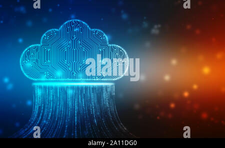2d Abbildung: Cloud Computing, Cloud Computing, Cloud-Computing-Technologie internet Konzept Hintergrund Stockfoto