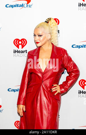 September 20, 2019, Las Vegas, Nevada, US: Christina Aguilera kommt zur iHeartRadio Music Festival bei der T-Mobile Arena in Las Vegas, Nevada (Bild: © Daniel DeSlover/ZUMA Draht) Stockfoto