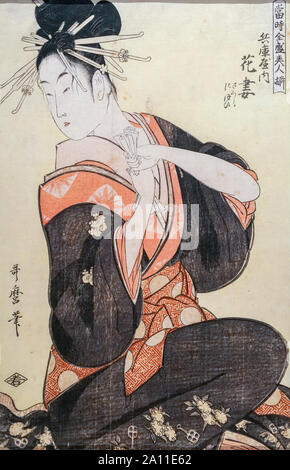 Der hanatsuma Hyogoya, aus der Serie 'Most beliebte Schönheiten des Tages", von Kitagawa Utamaro, Holzschnitt, Edo-zeit, 1794 Stockfoto