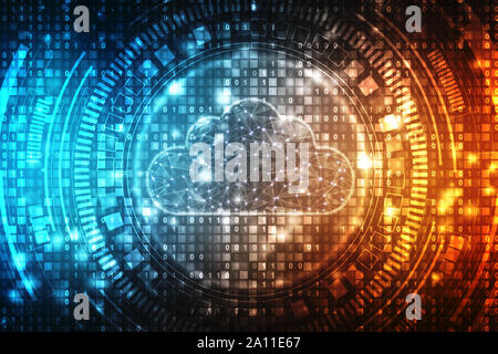 2d Abbildung: Cloud Computing, Cloud Computing, Cloud-Computing-Technologie internet Konzept Hintergrund Stockfoto