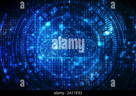 2d Abbildung: Cloud Computing, Cloud Computing, Cloud-Computing-Technologie internet Konzept Hintergrund Stockfoto