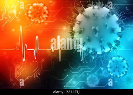 3D-rendering Virus Bakterien Zellen in digitalen Hintergrund, Medizin und Gesundheitswesen Hintergrund Stockfoto