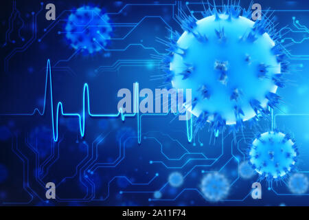 3D-rendering Virus Bakterien Zellen in digitalen Hintergrund, Medizin und Gesundheitswesen Hintergrund Stockfoto