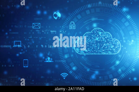 2d Abbildung: Cloud Computing, Cloud Computing, Cloud-Computing-Technologie internet Konzept Hintergrund Stockfoto