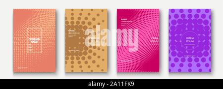 Minimalistischen modernen cover Sammlung Design. Dynamische bunte halftone Gradienten. Zukünftige geometrische Muster Linien und Punkten vector Hintergrund. Trendy min. Stock Vektor