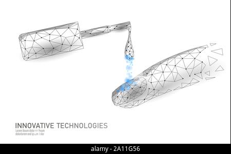 Low Poly moderne Nagellack-Pflege-Technologie. Innovative Spa Salon mani Hand Fingerspitzen Stärkungsmittel Formel. Nagelschutz Schild weibliche Kosmetik Stock Vektor