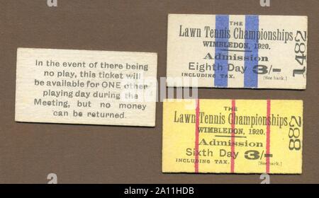 Eintrittskarten für Wimbledon Lawn Tennis Championships 1920 Stockfoto