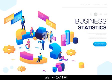 Flache isometrische Infografiken für Banner oder Business header Vector Illustration. Finanzielle administration Konzept. Beratung für die Leistungsfähigkeit von Unternehmen, Analyse Konzept. Statistiken und Business statemen Stock Vektor